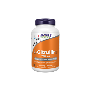 Now Foods L-Citrulline 750 mg, 180 Veg Capsules, supports protein metabolism, a healthy immune system, and muscle regeneration.